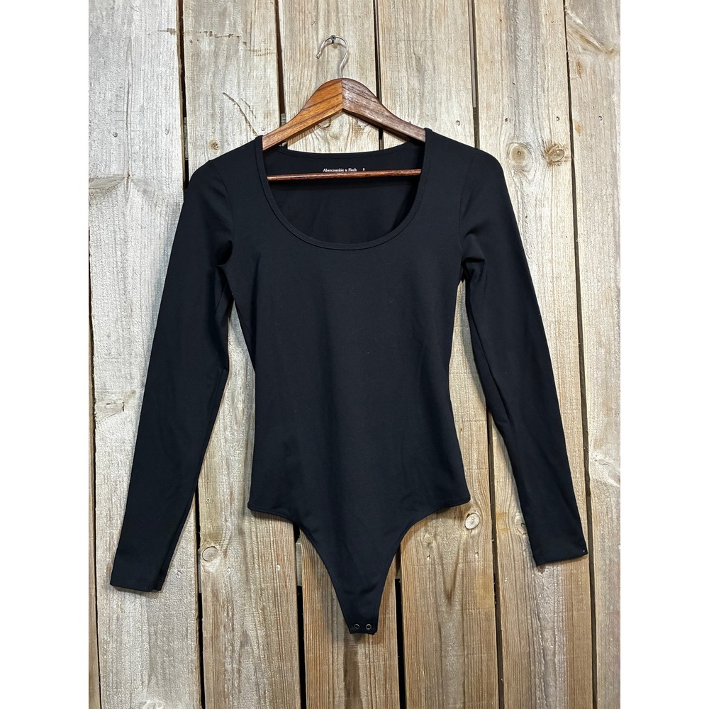 Abercrombie & Fitch Soft AF Collection Black Long Sleeve Scoop Neck Bodysuit S